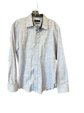 Quieti dress shirt men M light blue paisley contrasting polka dot cuff classic